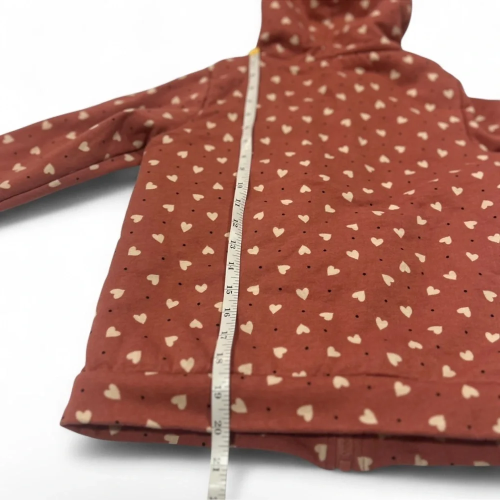 |Emma & Elsa| Girls Large Heart Zip-up Sherpa Hoodie Pink Cream with Black Dots
